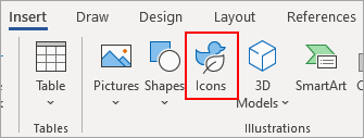 Insert tab and Icon tab on PowerPoint