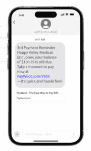 A phone with a text PayReminder message