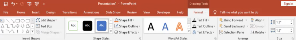 PowerPoint tool bar